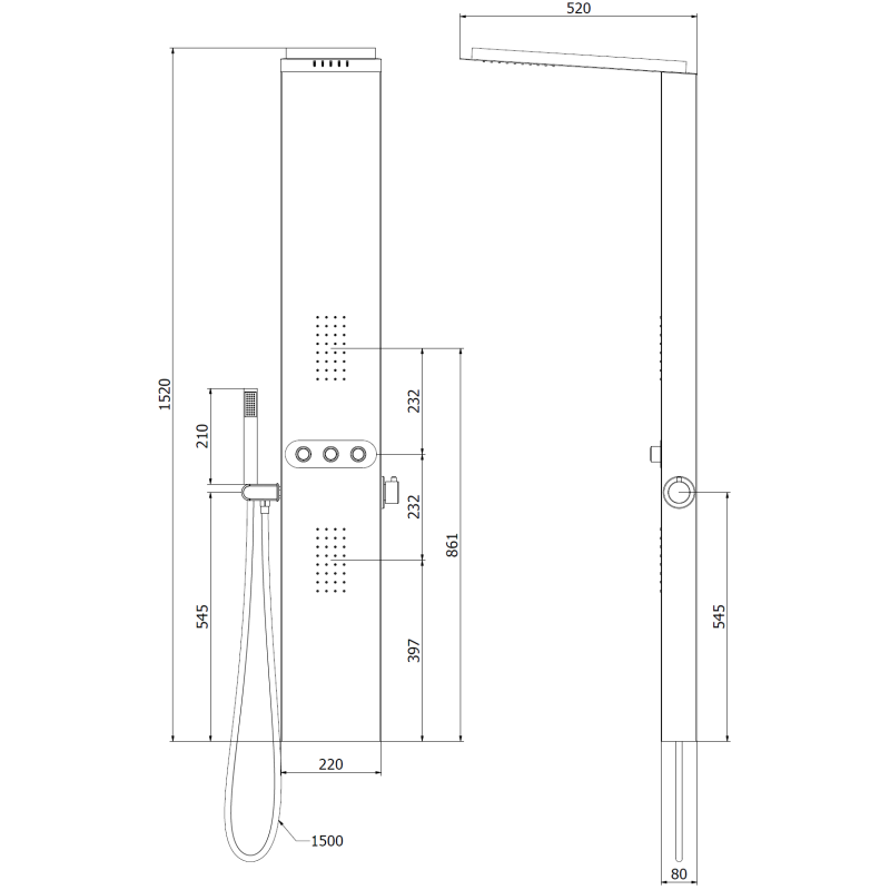 Mexen Omar zuhanypanel, fekete - 7610-03-70