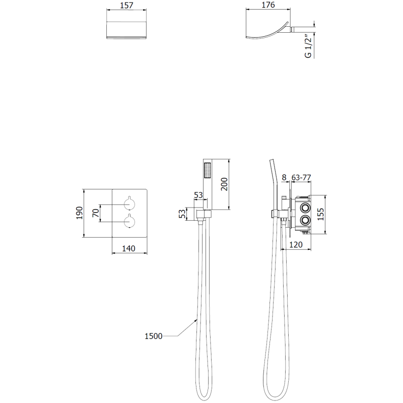 Mexen Salto set de duș încastrat, crom - 7604-02-00