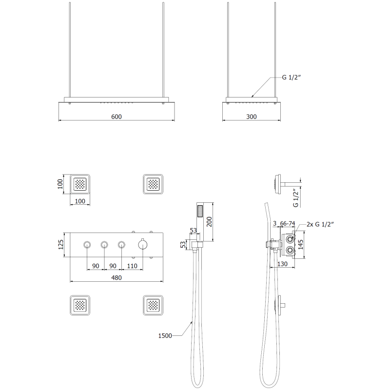 Mexen Soler rejtett zuhanykészlet, króm - 7601-04-00