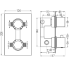 Mexen Cube baterie termostatică pentru cadă si duș cu 2 ieșiri, Neagră - 77502-70