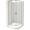 Cabina de duș Mexen Rio semicircular 70 x 70 cm, transparent, aurie + cadă Rio, albă - 863-070-070-50-00-4710