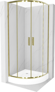 Cabina de duș Mexen Rio semicircular 70 x 70 cm, transparent, aurie + cadă Rio, albă - 863-070-070-50-00-4710