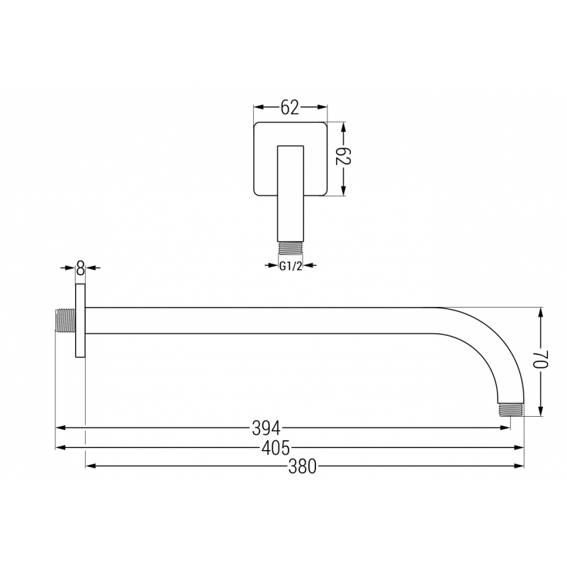 Mexen fali zuhanykar 38 cm króm - 79113-00