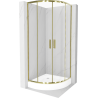 Mexen Rio cabină de duș semicirculară 90 x 90 cm, transparentă, aurie + cadă de duș Rio, albă - 863-090-090-50-00-4710