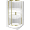 Mexen Rio cabină de duș semi-rotundă 80 x 80 cm, dungi albe, aurie + cadă Rio, alb - 863-080-080-50-20-4710