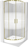 Cabina de duș Mexen Rio semi-rotundă 80 x 80 cm, dungi, aurie + cădiță Rio, albă - 863-080-080-50-20-4710