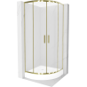 Cabină de duș semirotundă Mexen Rio 90 x 90 cm, înghețat, auriu + cadă de duș Rio, alb - 863-090-090-50-30-4710