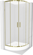 Cabina de duș Mexen Rio semicirculară 90 x 90 cm, sticlă mată, aurie + cadă Rio, albă - 863-090-090-50-30-4710
