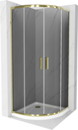 Cabina de duș Mexen Rio semicirculară 80 x 80 cm, grafit, aurie + cadă Flat, albă - 863-080-080-50-40-4110G