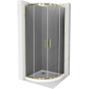 Mexen Rio fékköríves zuhanykabin 90 x 90 cm, grafit, arany + Flat zuhanytálca, fehér - 863-090-090-50-40-4110G