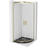 Cabină de duș Mexen Rio semicirculară 80 x 80 cm, transparentă, aurie + cădiță Flat, neagră - 863-080-080-50-00-4170G