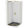 Mexen Rio zuhanykabin félkör ívű 80 x 80 cm, áttransparent, arany + Flat zuhanytálca, fekete - 863-080-080-50-00-4170G