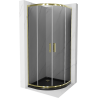 Cabina de duș Mexen Rio semicirculară 80 x 80 cm, grafit, aur + cadă Flat, negru - 863-080-080-50-40-4170G