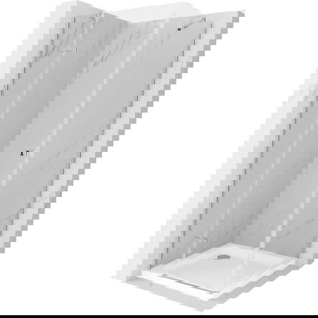 Mexen Roma nyíló zuhanykabin 80 x 80 cm, átlátszó, króm + Flat zuhanytálca - 854-080-080-01-00-4010