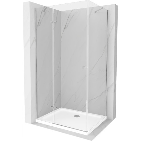 Mexen Roma 70 x 90 cm-es nyíló zuhanykabin, átlátszó, króm + Flat zuhanytálca - 854-070-090-01-00-4010