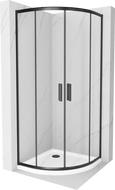 Cabina de duș Mexen Rio semicirculară 80 x 80 cm, transparent, neagră + cadă Flat, albă - 863-080-080-70-00-4110B