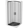 Mexen Rio cabină de duș semirotundă 90 x 90 cm, transparent, negru + cadă Flat, negru - 863-090-090-70-00-4170B