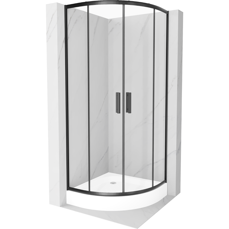 Mexen Rio cabină de duș semirotundă 70 x 70 cm, transparentă, neagră + cabină Rio, albă - 863-070-070-70-00-4710