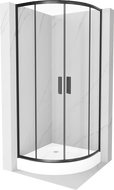 Cabina de duș Mexen Rio semirotundă 90 x 90 cm, transparentă, neagră + cadă Rio, albă - 863-090-090-70-00-4710