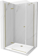 Mexen Roma cabină de duș batantă 120 x 90 cm, transparentă, aurie + cadă de duș Flat - 854-120-090-50-00-4010