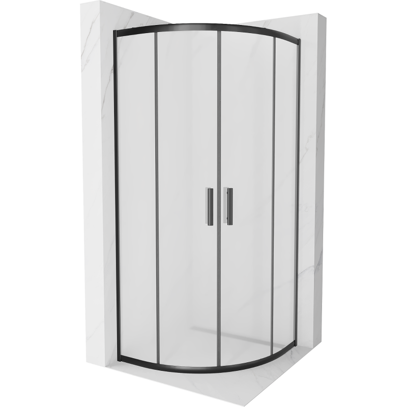 Cabină de duș semirotundă Mexen Rio 90 x 90 cm, sablat, negru - 863-090-090-70-30