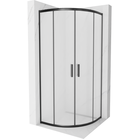 Cabină de duș semirotundă Mexen Rio 90 x 90 cm, sablat, negru - 863-090-090-70-30
