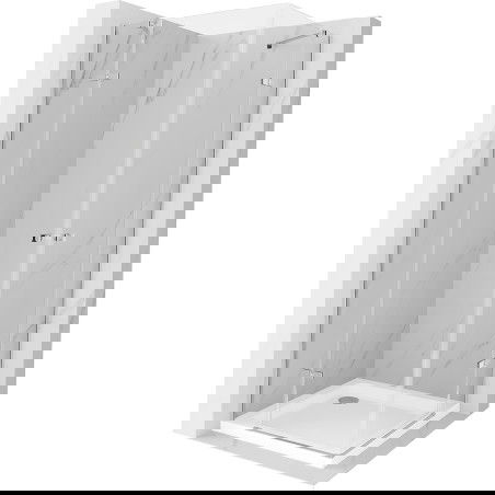 Mexen Roma Duo cabină de duș cu ușă batantă 70 x 70 cm, transparent, crom + cădiță Flat - 854-070-070-01-02-4010
