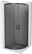 Cabina de duș Mexen Rio semicircular 80 x 80 cm, grafit, negru - 863-080-080-70-40
