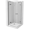 Mexen Roma Duo cabină de duș cu balamale 80 x 80 cm, transparent, Neagră + cadă de duș Flat - 854-080-080-70-02-4010B