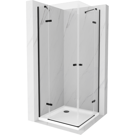 Mexen Roma Duo cabină de duș cu deschidere 100 x 100 cm, transparent, negru + cadă Flat - 854-100-100-70-02-4010B