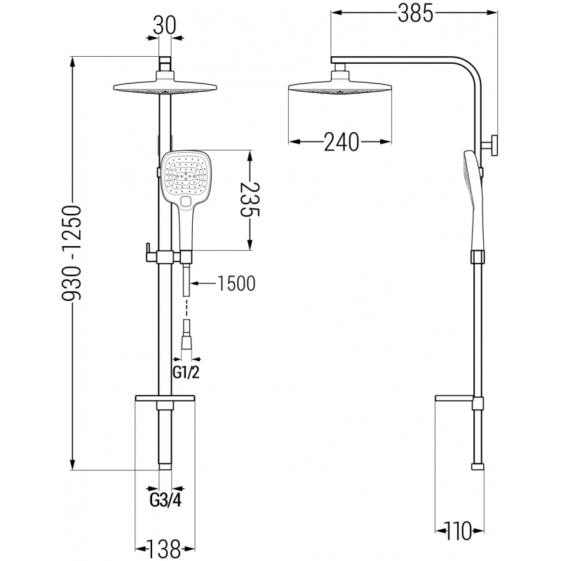 Mexen Q17 coloană de duș, albă/crom - 798171795-21