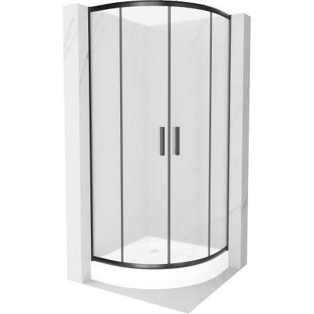 Cabină de duș Mexen Rio semicirculară 70 x 70 cm, mată, neagră + cadă Rio, albă - 863-070-070-70-30-4710