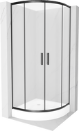 Cabina de duș Mexen Rio semicirculară 80 x 80 cm, fumurie, neagră + bazin Rio, alb - 863-080-080-70-30-4710