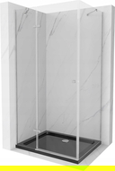 Mexen Roma cabină de duș cu balamale 80 x 120 cm, transparent, Crom + cadă de duș Flat, Neagră - 854-080-120-01-00-4070