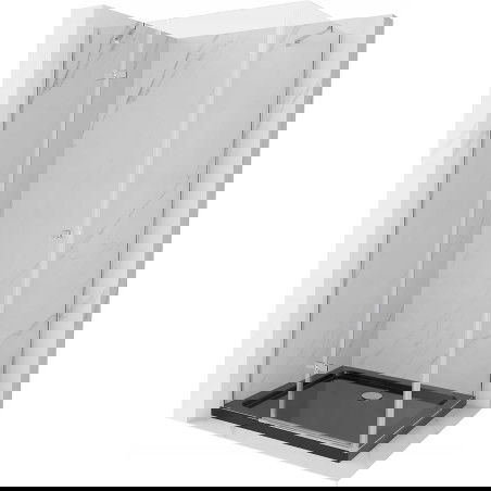 Mexen Roma zuhanykabin lenyitható ajtóval 100 x 90 cm, átlátszó, króm + Flat zuhanytálca, fekete - 854-100-090-01-00-4070