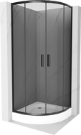 Cabina de duș Mexen Rio semi-rotundă 80 x 80 cm, grafit, negru + cadă Rio, alb - 863-080-080-70-40-4710