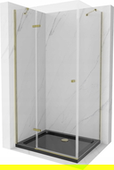 Mexen Roma cabină de duș cu balamale 100 x 80 cm, transparent, Aurie + cadă de duș Flat, Neagră - 854-100-080-50-00-4070G