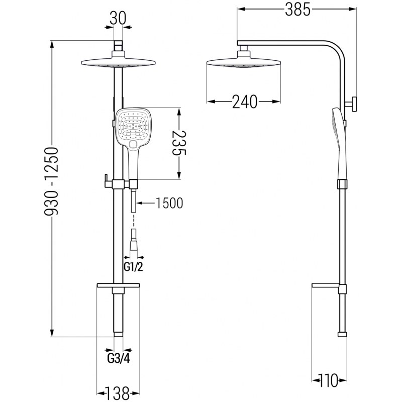 Mexen Q17 coloana de duș, negru - 798171795-70