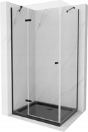 Mexen Roma cabina de duș pivotantă 120 x 80 cm, transparentă, neagră + cadă Flat, neagră - 854-120-080-70-00-4070B