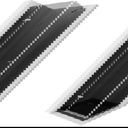 Mexen Roma cabină de duș batantă 80 x 80 cm, grafit, crom + cadă de duș Flat, negru - 854-080-080-01-40-4070