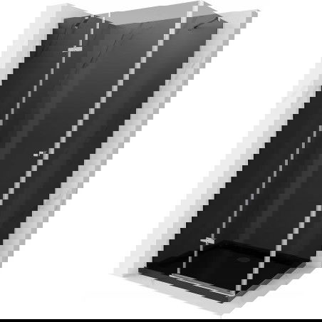 Mexen Roma cabină de duș batantă 100 x 90 cm, grafit, crom + cadă Flat, negru - 854-100-090-01-40-4070