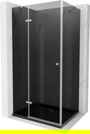 Mexen Roma cabină de duș cu balamale 120 x 90 cm, Grafit, Crom + cadă de duș Flat, Neagră - 854-120-090-01-40-4070