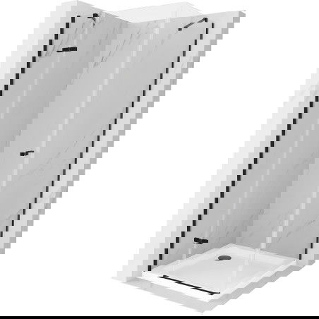 Mexen Roma cabină de duș pivotantă 70 x 70 cm, transparentă, neagră + cadă Flat, albă - 854-070-070-70-00-4010B