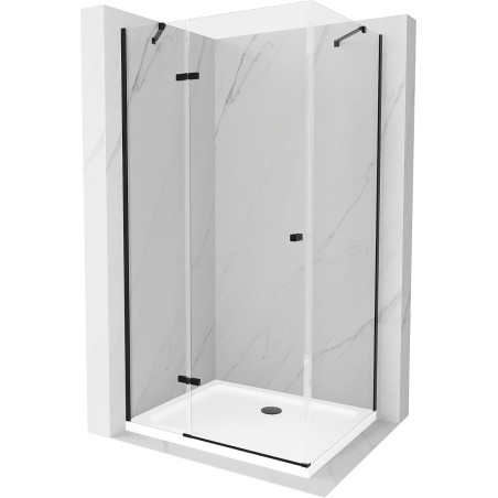 Mexen Roma 70 x 90 cm-es nyitható zuhanykabin, áttetsző, fekete + Flat zuhanytálca, fehér - 854-070-090-70-00-4010B
