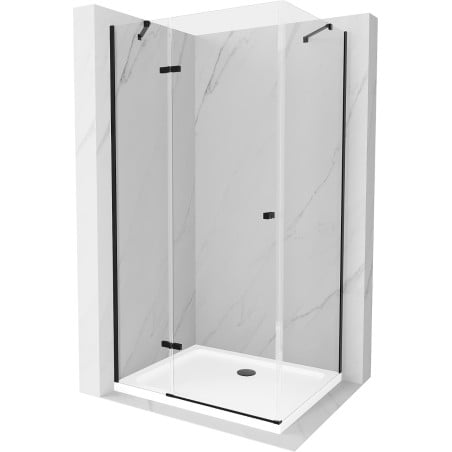 Mexen Roma cabină de duș batantă 120 x 70 cm, transparentă, neagră + cadă de duș Flat, albă - 854-120-070-70-00-4010B