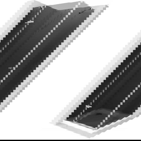 Mexen Roma cabină de duș pivotantă 80 x 80 cm, grafit, crom + cadă de duș Flat, alb - 854-080-080-01-40-4010