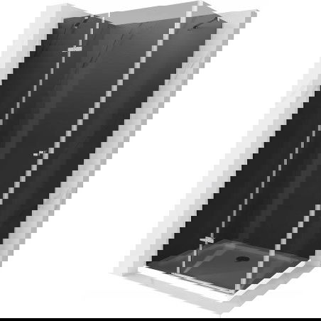 Mexen Roma nyílóajtós zuhanykabin 120 x 100 cm, Sötétszürke, Króm + zuhanytálca Flat, Fehér - 854-120-100-01-40-4010