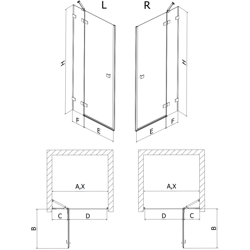 Mexen Lunar ușă de duș batantă dreapta 130 cm, transparentă, aurie - 834-130-000-50-00-P