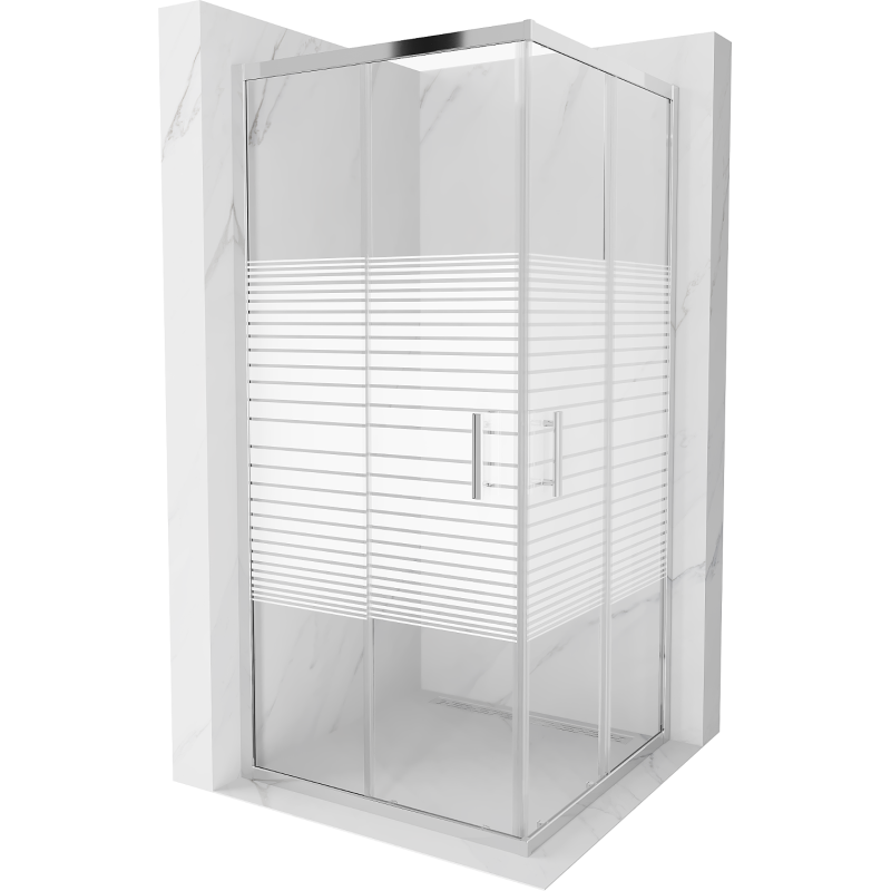 Mexen Rio cabina de duș pătrată 90 x 90 cm, dungi albe, crom - 860-090-090-01-20