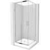 Mexen Rio cabină de duș pătrată 80 x 80 cm, transparent, Crom + cadă de duș Rio, Albă - 860-080-080-01-00-4510